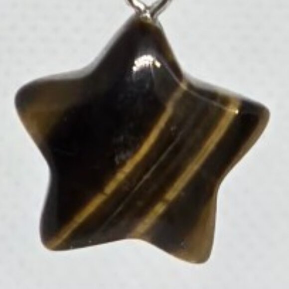 Tigers Eye Genuine Crystal Star Pendant Necklace - Picture 2 of 5